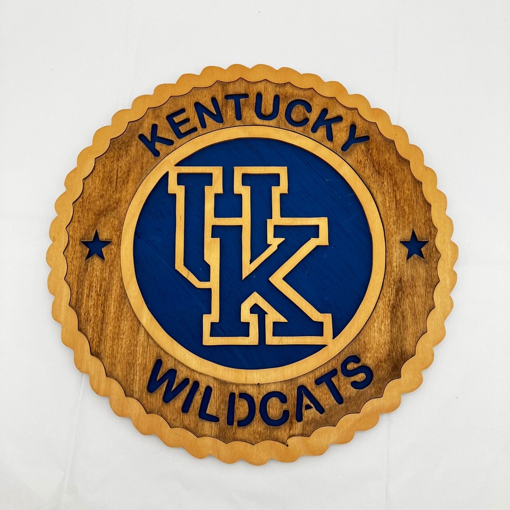 Artistic Wood Art Wall Plaque Kentucky Wildcats 11in Blue Brown Handcrafted